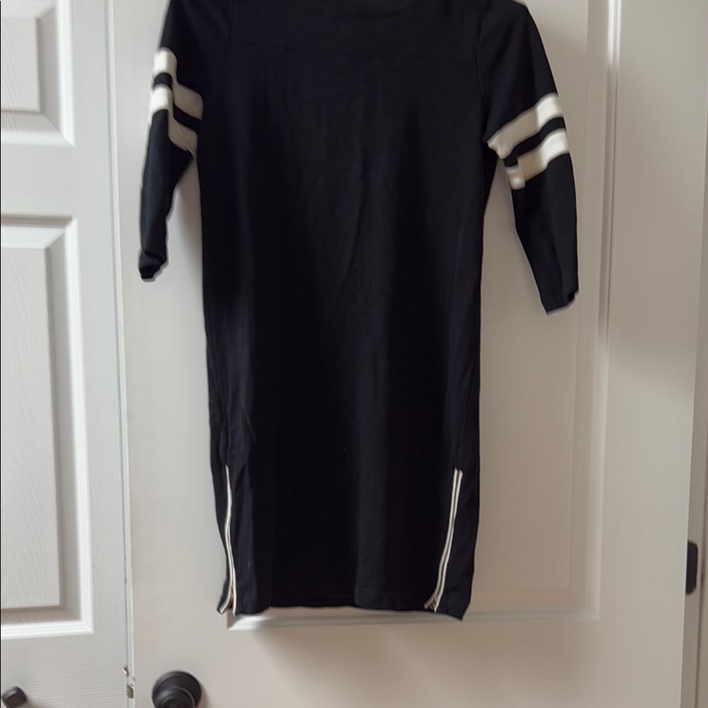 Black Dress with White Stripes